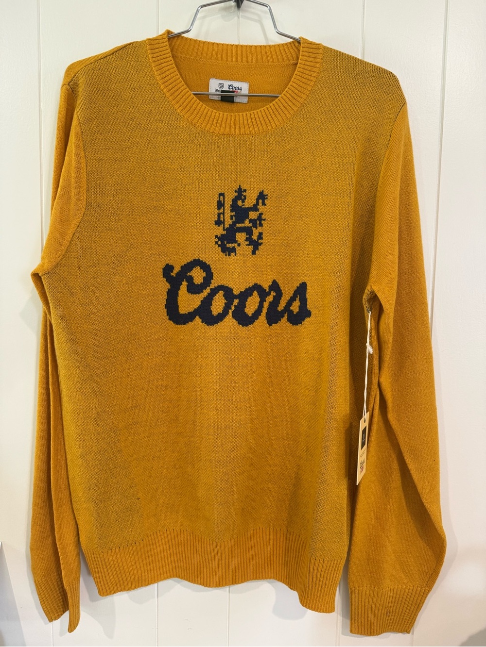Brixton NWT Coors  brand Mustard Crewneck Sweater